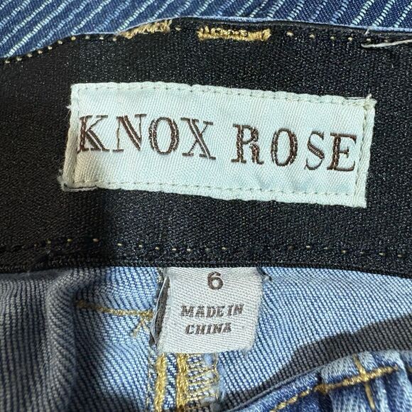 Knox Rose Jeans Women 6 Mid Rise Boho Embroidered Aztec Side Stripe Denim - Picture 5 of 10